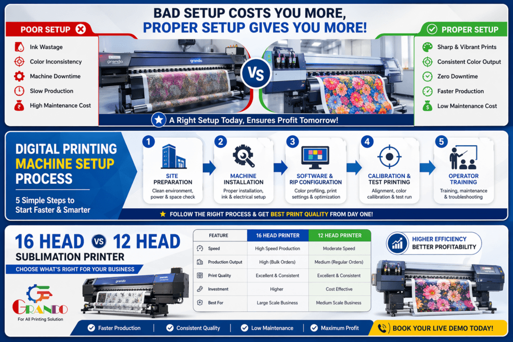 digital printing machine setup process in surat step by step with sublimation printer comparison